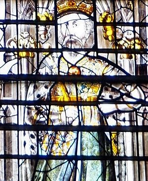 King Ine in the Transfiguration Window of Wells Cathedral (crop).jpg