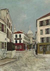 Maurice Utrillo - 'La Rue Norvins à Montmartre', oil on board painting, c. 1910.jpg