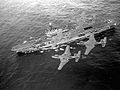 McDonnell F2H-3 Banshees in flight over HMCS Bonaventure (CVL 22), in the late 1950s