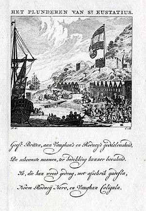 Prise et pillage ile Saint Eustache 1781 par les Anglais