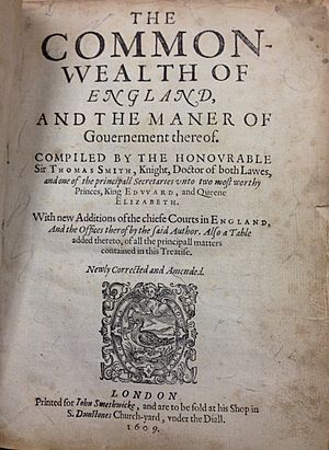 Thomas Smith, The Common-wealth of England (1609, title page)