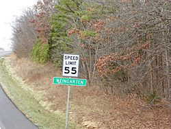 Weingarten, Missouri road sign