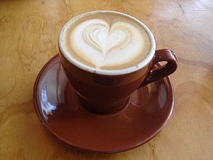 Wet Cappuccino with heart latte art