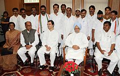 A delegation of leaders from Bundelkhand region led by Shri Rahul Gandhi calling on the Prime Minister, Dr. Manmohan Singh, in New Delhi on July 28, 2009