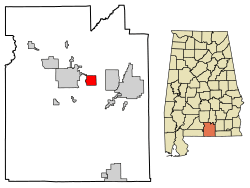 Location of Sanford in Covington County, Alabama.