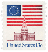 Flag over Independence Hall stamp