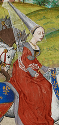 A veiled Isabella facing right