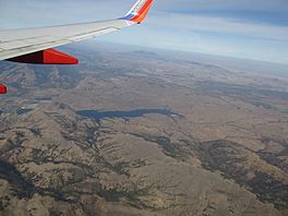 San Antonio Reservoir, with Pleasanton, California in Background (10753772034).jpg
