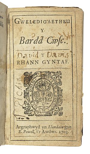 WYNNE, Ellis (1671-1734). Gweledigaetheu y bardd cwsc. London; E. Powell, 1703