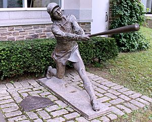 AAGPBL bronze sculpture at Baseball Hall of Fame 2014