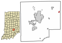 Location of Hartsville in Bartholomew County, Indiana.