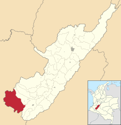 Location of the municipality and town of San Agustín, Córdoba in the Huila Department of Colombia.