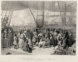 Duquesne fait liberer des captifs chretiens apres le bombardement d Alger en 1683