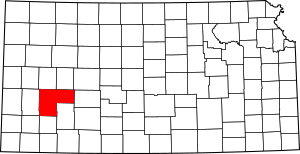 Map of Kansas highlighting Finney County
