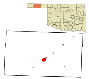 Location within Texas County and Oklahoma