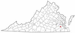 Location of Dendron, Virginia