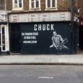 Chuck Berry street art - "the founding father of rock n roll" - Denmark Street, London