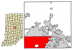 Location of Carmel in Hamilton County, Indiana