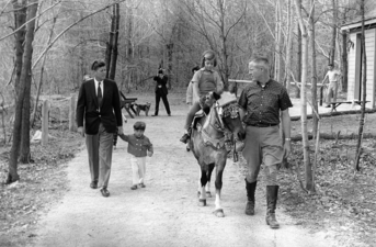 JFK & Kids with horse at Camp David, 1963