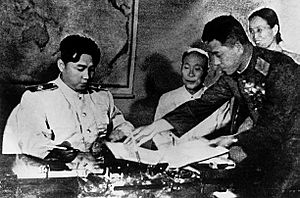 Kim Il-sung signed for Korean Armistice Agreement