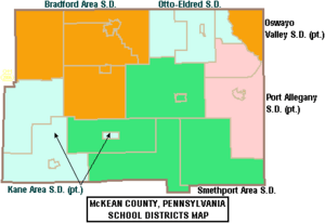 Map of McKean County Pennsylvania School Districts