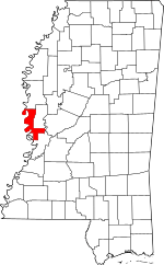 Map of Mississippi highlighting Issaquena County