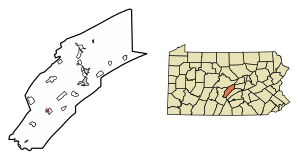 Location of McVeytown in Mifflin County, Pennsylvania.