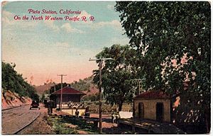 1912 postcard of the Northwestern Pacific Railroad station at Pieta