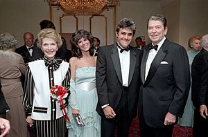 President Ronald Reagan and Nancy Reagan with Jay Leno