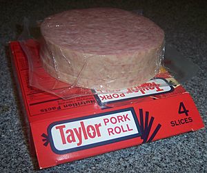 Taylor pork roll slices on pkg