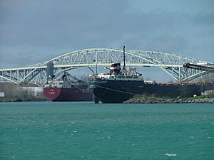 Two Lake Freighters Loading in Sarnia