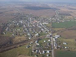 Aerial view of West Mansfield from the east