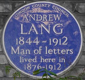 Andrew Lang 1 Marloes Road blue plaque