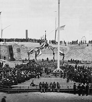 Flag-raising Fort Sumter Charleston Harbor 1865