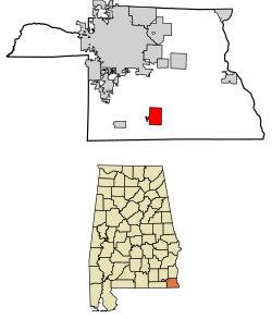 Location of Cottonwood in Houston County, Alabama.