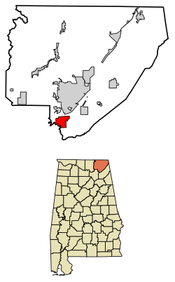 Location of Langston in Jackson County, Alabama.