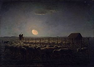 Jean-François Millet - The Sheepfold, Moonlight - Google Art Project