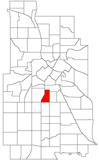 Location of Phillips West within the U.S. city of Minneapolis