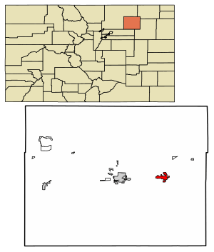 Location of the City of Brush in Morgan County, Colorado.