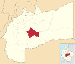 Location of the municipality and town of Puerto Lleras in the Meta Department of Colombia.
