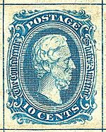 Confederate stamp 10c Jefferson Davis 1863 issue