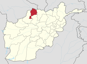 Map of Afghanistan with Jowzjan highlighted