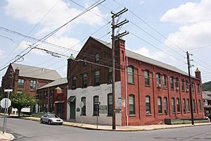 Historic Lipps & Sutton Silk Mill at the corner of Seneca and Clewell Streets, 2013.
