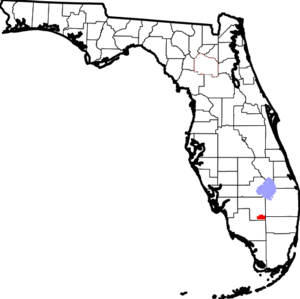 Location of Big Cypress Indian Reservation in red.
