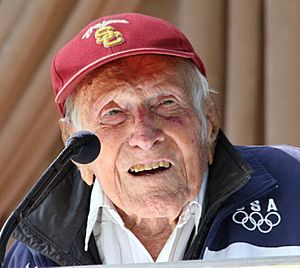 Louis Zamperini at announcement of 2015 Tournament of Roses Grand Marshal