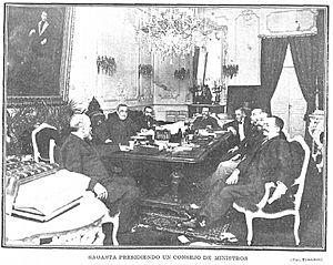 Sagasta presidiendo un consejo de ministros, de Franzen