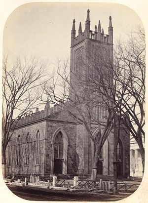 Trinity Church on the Green, New Haven, circa 1865 (photograph)
