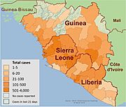 2014 West Africa Ebola virus outbreak situation map