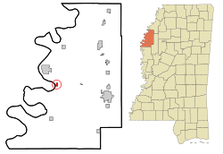 Location of Beulah, Mississippi