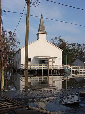 Church in Dulac after Hurricane Ike flooding